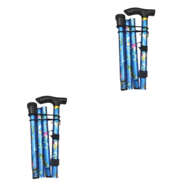 1/2/3 hopfällbar käpp Justerbar 5-sektions handcampingstav Blue 84-93cm Blue 84-93cm 2Set