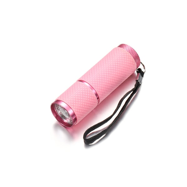 Liten ficklampa med 9 LED-ljus, bärbar lätt nageltork Pink