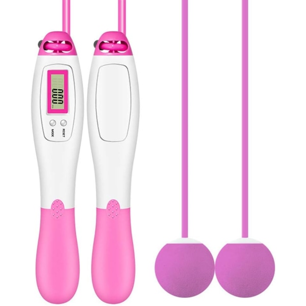 Justerbar längd Digital räknehopprep Träningsboll - Rose Red