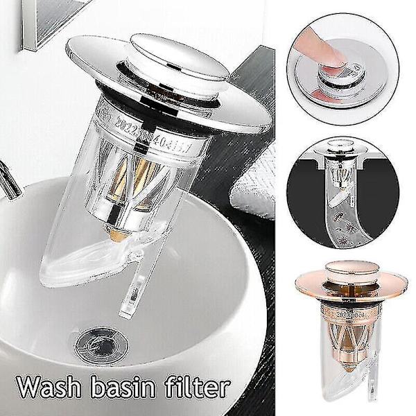 Universal baderomsvask Plugg Stopper Avløpsfilter Sølv