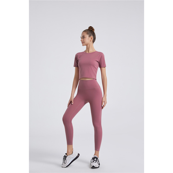 Capri-leggings med høj talje til kvinder - Blød, slank mavekontrol - Træningsbukser til løb Cykling Yoga træning (blommefarve, XL