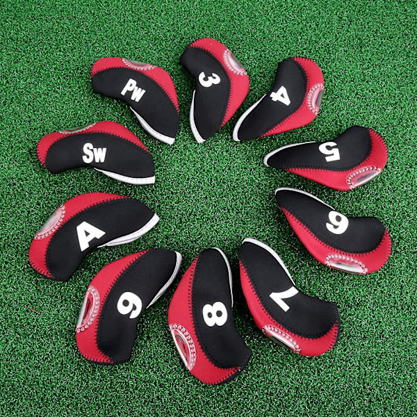 10-pak sæt Golfkølle HeadCovers med nummerplade 3-9/A/P/S Passer til de fleste Irons Club