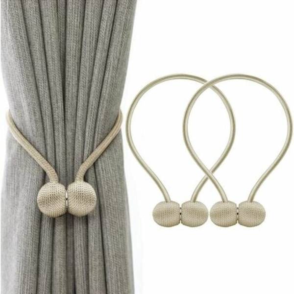Gardinbindare Magnetisk Gardinbindning Magnetiska flätningsgardiner Spänne (beige)