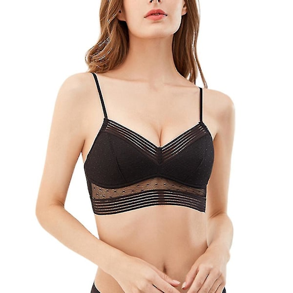 Alaselän kohottavat rintaliivit Comfort Bralette Dot hengittävät Ultra Thin Crop Top -rintaliivit Alusvaatteet_a Musta Black M