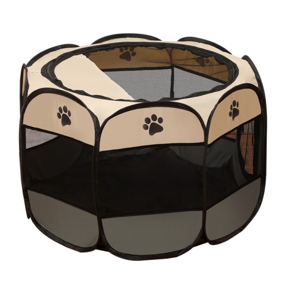 Bärbart hopfällbart husdjurstält Hundhusbur brun brun XL:114*114*58cm