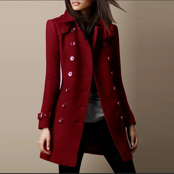 Naisten syystalvivillatakki Burgundy Burgundy XXXL