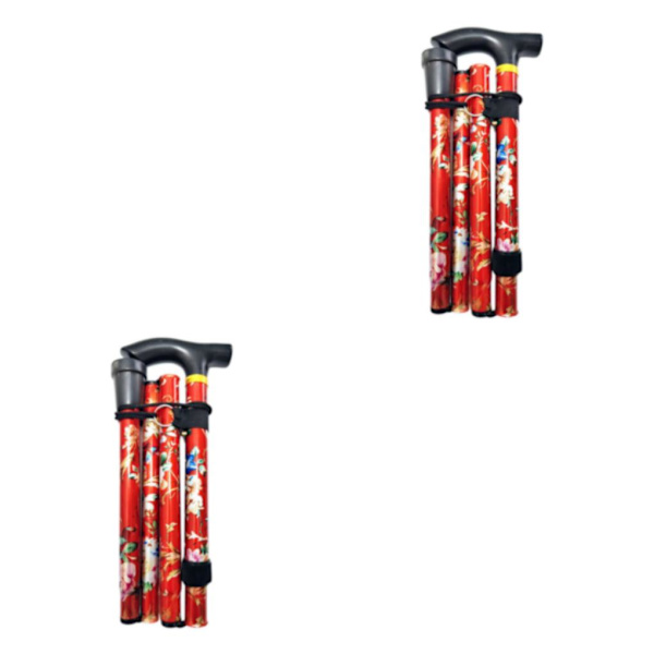 1/2/3 Foldestang Justerbar 5 Sektion Hånd Campingstang Rød 84-93 cm Red 84-93cm 2Set