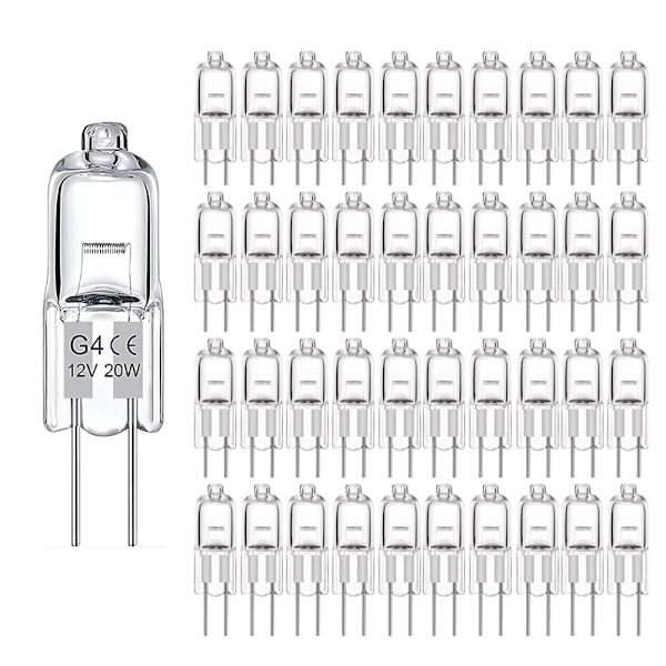 10-pakke G4 halogenlamper 20W 12V - Varmt hvitt