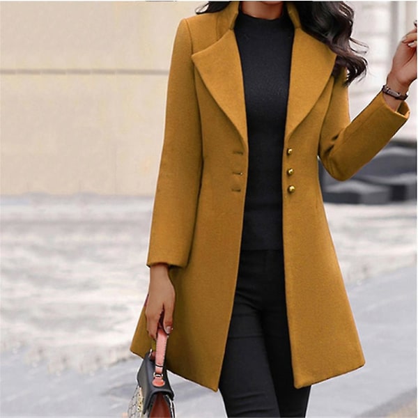 Pea Coats For Dame Button Down Suit Yttertøy Med Hakk Blazer For Formelt Arbeid Svart Black S