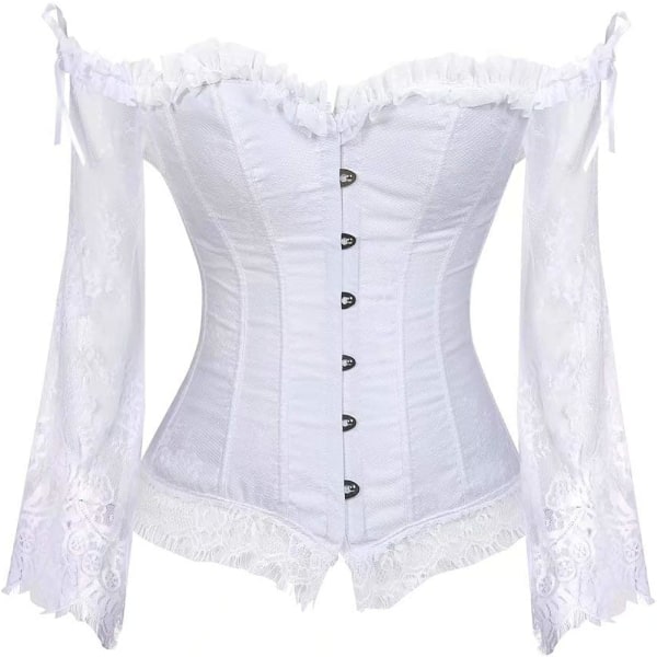 Korsetter för kvinnor Overbust Bustier Top Gothic Sexy Shoulder 8127white 8127white L