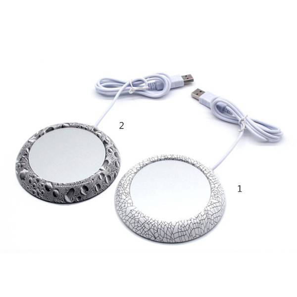 Rund form USB-kop Varmere Varme Drikkekrus Måtte Hold drikkevarm Varmeapparat Bærbare krus Coasters Efterår Vinter Desktop Hjem