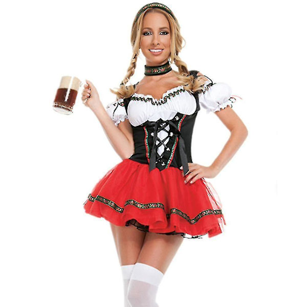 Carnival Oktoberfest Dirndl-asu Saksa Oluttar Taverna Wench Tarjoilijaasu Halloween Fancy