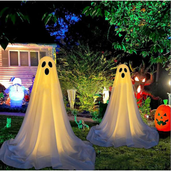 2st glödande spöklika halloween-gårdsdekorationer Two