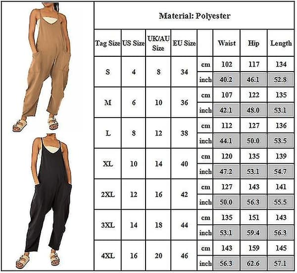 Plus ize olid, hihattomat pitkät lappuhousut Puserot taskuilla Ruskea Brown S