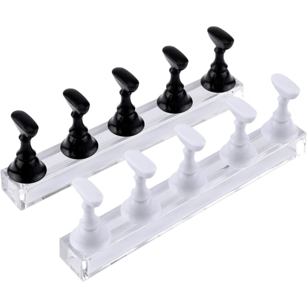 (Sort+Hvid) Magnetisk løs negleholder, praktisk akrylnegl