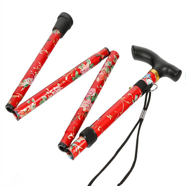 1/2/3 Foldestang Justerbar 5 Sektion Hånd Campingstang Rød 84-93 cm Red 84-93cm 1Set