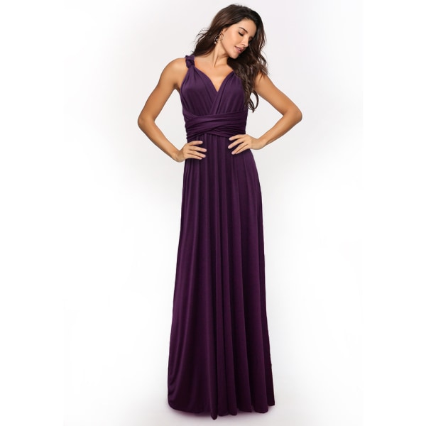 Flera slitage-rep Cross Backless Sexig Bandage One-Piece Klänning ång Klänning Dark purple Dark purple L