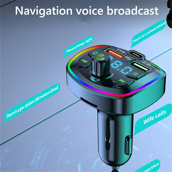 Bluetooth 5.0 FM-lähetin MP3-soitin PD18W -adapteri autoon