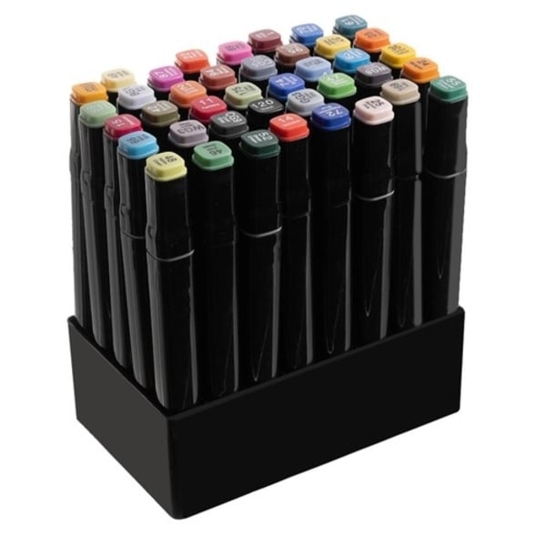 80-pakning - Tusjpenner med Etui Fargeblyanter Dobbeltsidige Pennar Multicolor multifärg
