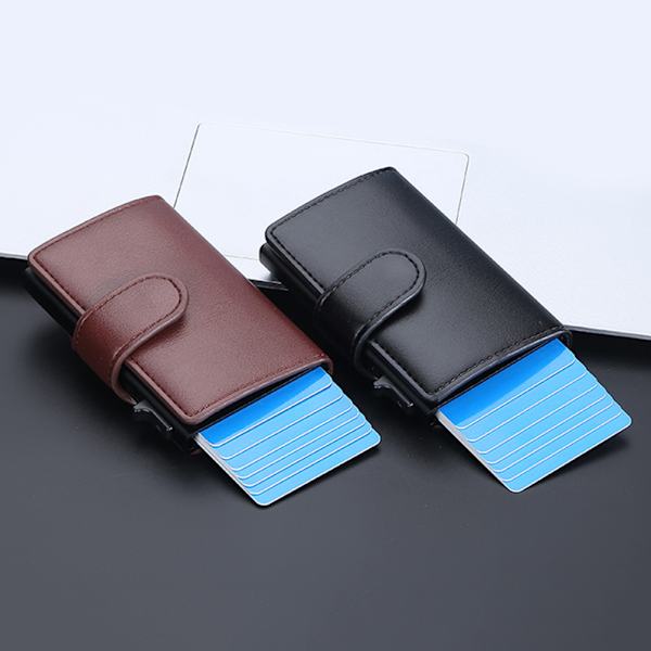 Mäns nya paragraf spänne case Business Anti-magnetisk korthållare Enkel reddish brown