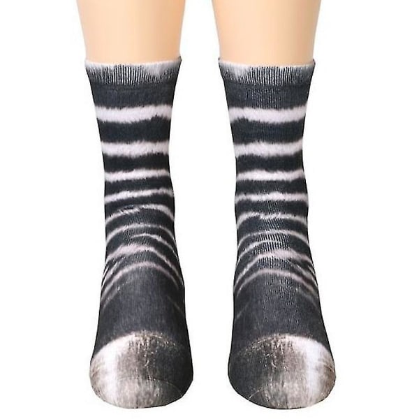 3d Fun Unisex Stretch Print Animal Round Socks Zebra