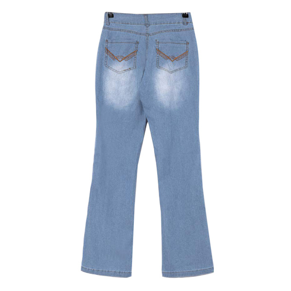 Dame jeans med lav utsving Trenchy jeans Bell Bottoms lyseblå Ljusblå S