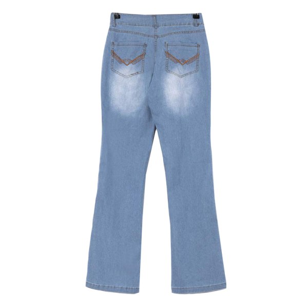 Kvinner med lav vekst utsvingte jeans Stretchy jeans Bell Bottoms lyseblå Ljusblå XS