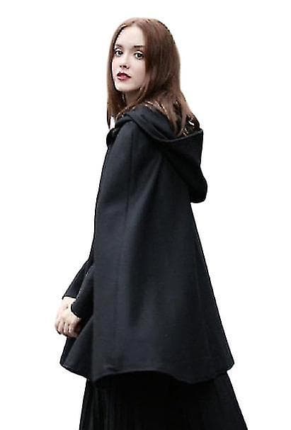 Casual Hette Kappe Coat, Mote Løs Solid Vinterfrakk Yttertøy m m black