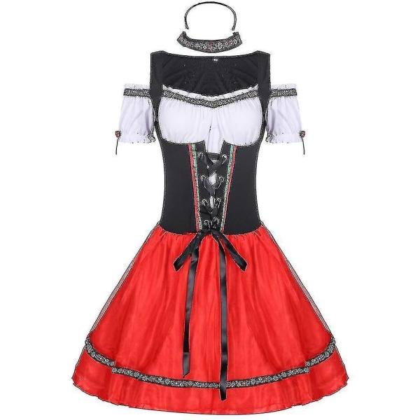 Karneval Oktoberfest Dirndl kostym Tyskland Öl Maid Tavern Wench Servitris Outfit Halloween Fancy