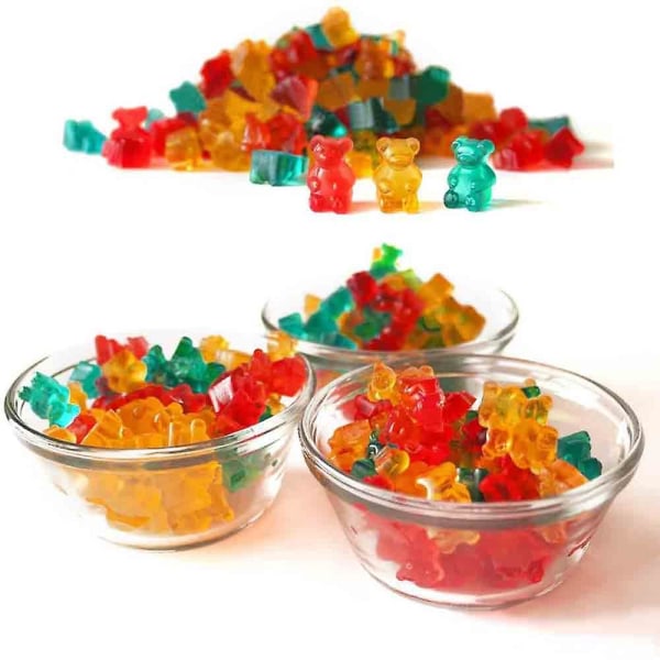 3 delar form Silikon Molds med pipetter för gummibjörnar, gelé, choklad, halloweenjulgodis (blå, röd, gr)