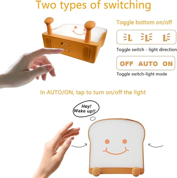 Toast Led Night Light, Toast Shape med 15 minutters nedtællingstimer