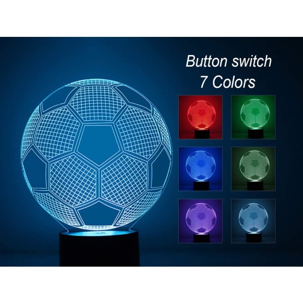 Cara 3D Illusion Fodboldlamper Lampe Soccer Night Lights fo