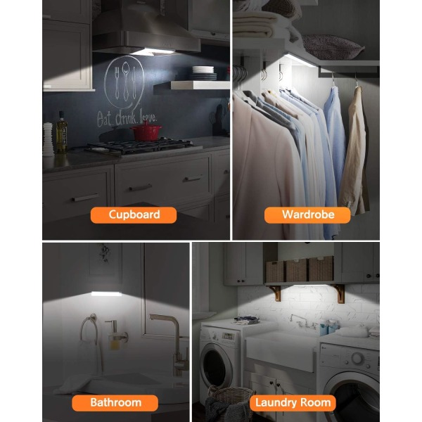 (Pure White, 2Pack) Led under kabinetbelysning Bevægelsessensor Trådløse genopladelige kabinetlys, ultratynde 30 LED batt