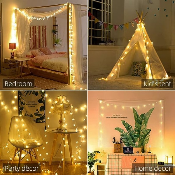 10Ft 20 LED Star Fairy Lights Batteridriven vattentät inomhus