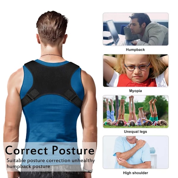 Posture Corrector Justerbar øvre ryglæn til kravebensstøtte og smertelindring i nakke, ryg og skuldre