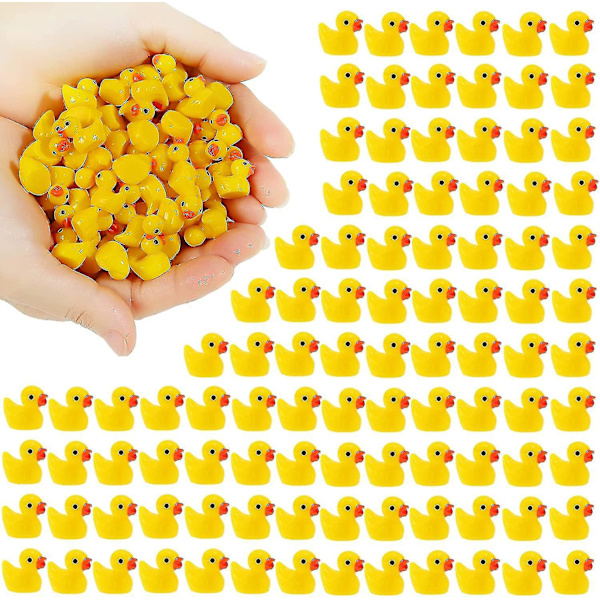 100 stk Mini Gule Duck Andunger Tiny Duckies Hage Landskap Akvarium Dukkehus potteplanter dekorasjon