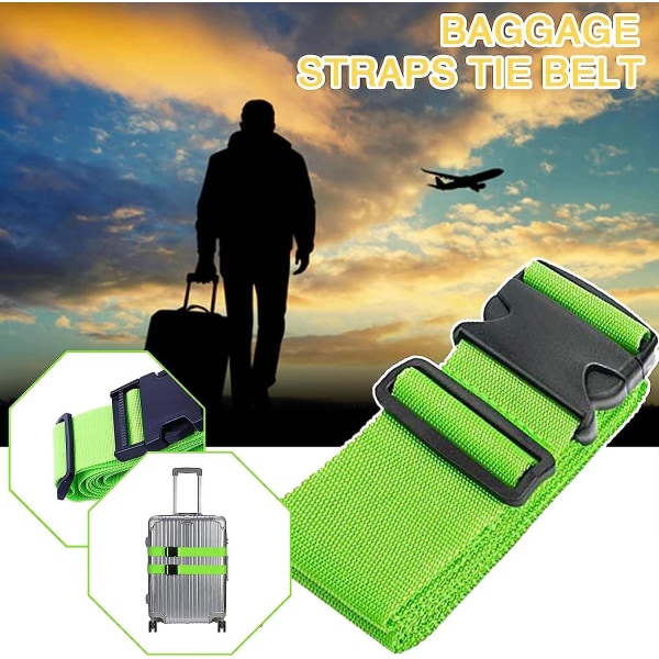 2-delers koffert for bagasjebelte, justerbare bagasjestropper, med løkkelukking Reisetilbehør sikkerhetsbelter (grønn) Green