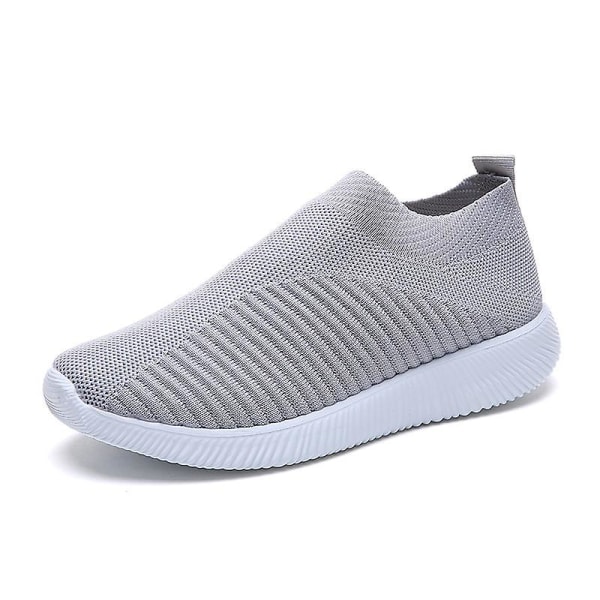 Löpning Walking Stickning Sock Sneakers Slip On Shoes For Women W Light Gray Light Gray 37