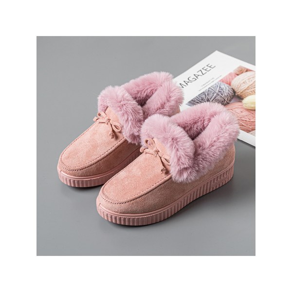 Mode Kvinnor Non On Mocassins Plyschfodrade Håll Varm Loafers Rosa Rosa US 6