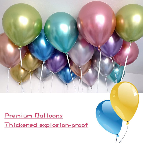 Festballonger, 100 stycken 10-tums ballonger av metalllatex,