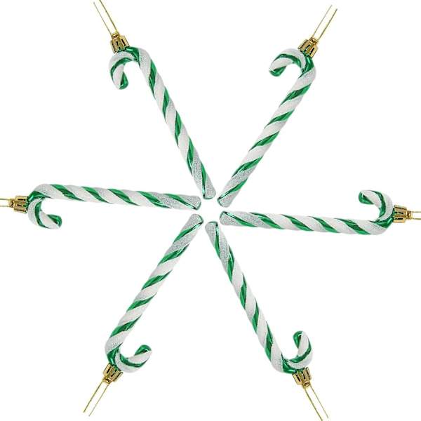 6 kpl Christmas Glitter Candy Cane Muoviset Candy Cane joulukuusenkoristeet Green