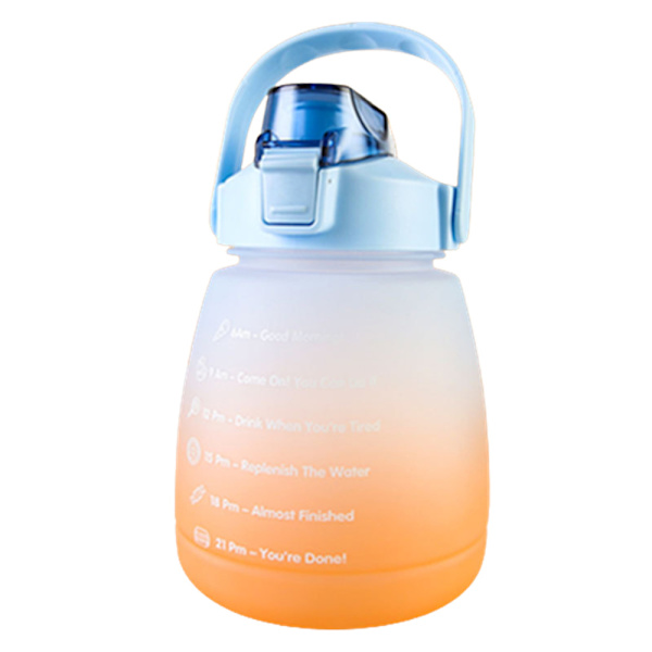Bärbar vattenflaska BPA-fri 1400ML dricksflaska med tidsmarkeri Star Orange