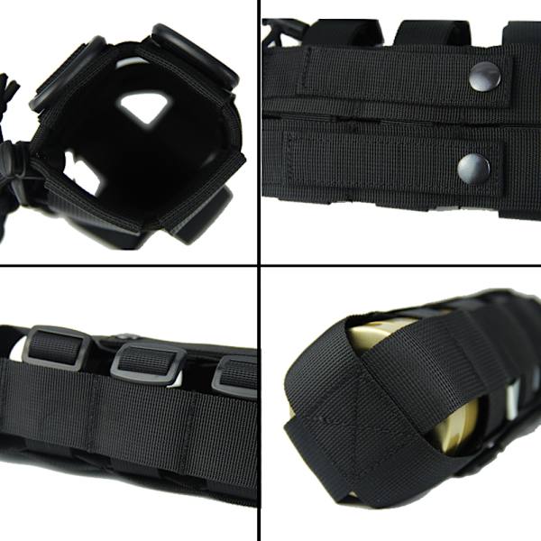 Multifunksjonell vannflaskeholderpose Justerbar vannkoker med doble fatspenner utendørs Svart Black Without Shoulder Strap
