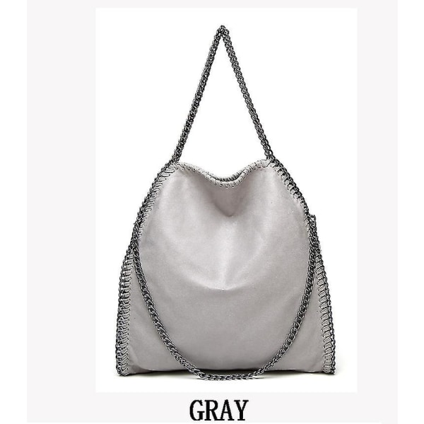 Messenger Bag Dame Mote Skulderveske Chain Bag Mote Bærbar Chain Vevd Stoffveske - Grå