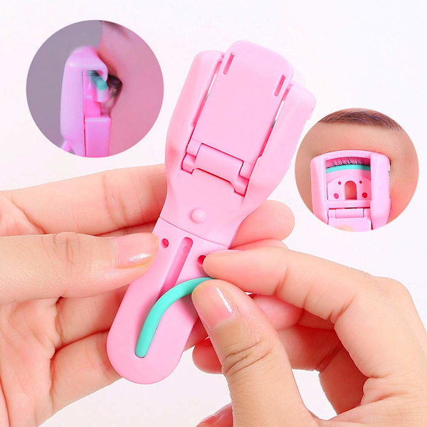 2 st Bärbar plast ögonfransböjare Mini Professionella ögonfransar Curling Refill Gummi Pad Clip för professionella ögonfransar Curler Tool, Grön A