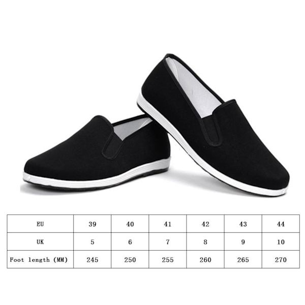 Kinesiske traditionelle Kung Fu Kampsport Tai Slipper Sko Black 42 Size
