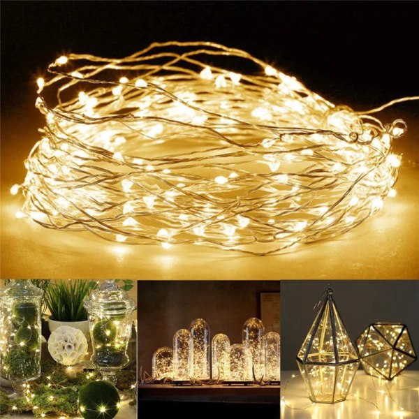1m/2m/3m/5m LED-lys for bryllupsdekorasjon Julefestrekvisitter Bursdagsfest Hjemmeinnredning lys gul