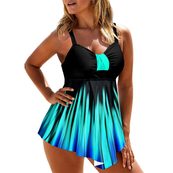 Kvinder Gradient Suspenders Bryst Vægt Print Badetøj Blå Blå US L=Tag 4XL