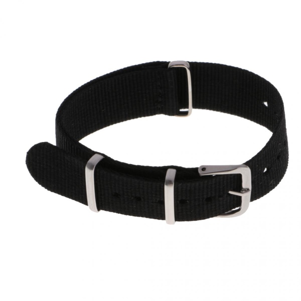 Vevd nylon Armbånd Rem Rustfritt stål Spenne Svart 22mm