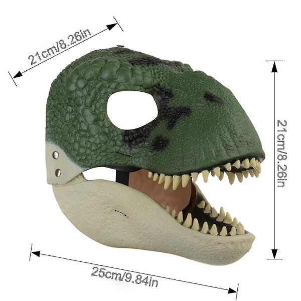Dinosaur Mask Hodeplagg, Jurassic World Dinosaur Leker med åpning, bevegelig kjeve, Velociraptor Mask & Tyrannosaurus Rex Mask Bundle Green